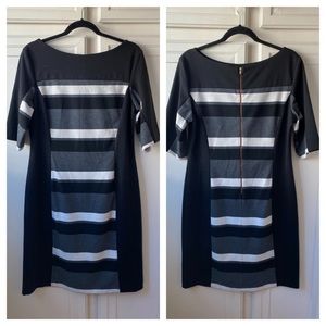 Julian Taylor Striped Sheath Stretch Dress Size 14